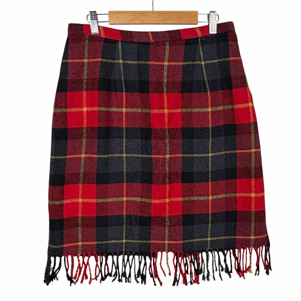 Vtg Tartan Plaid Pencil Skirt Size 8 Holiday Winter Grunge Academia Punk Indie